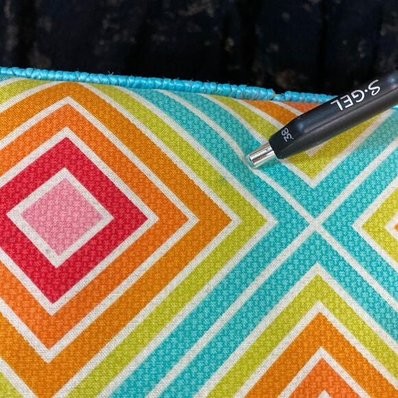 Vintage Fabric Covered Sewing Box Basket Padded with Tray Bright Wicker Handle - Picture 8 of 10